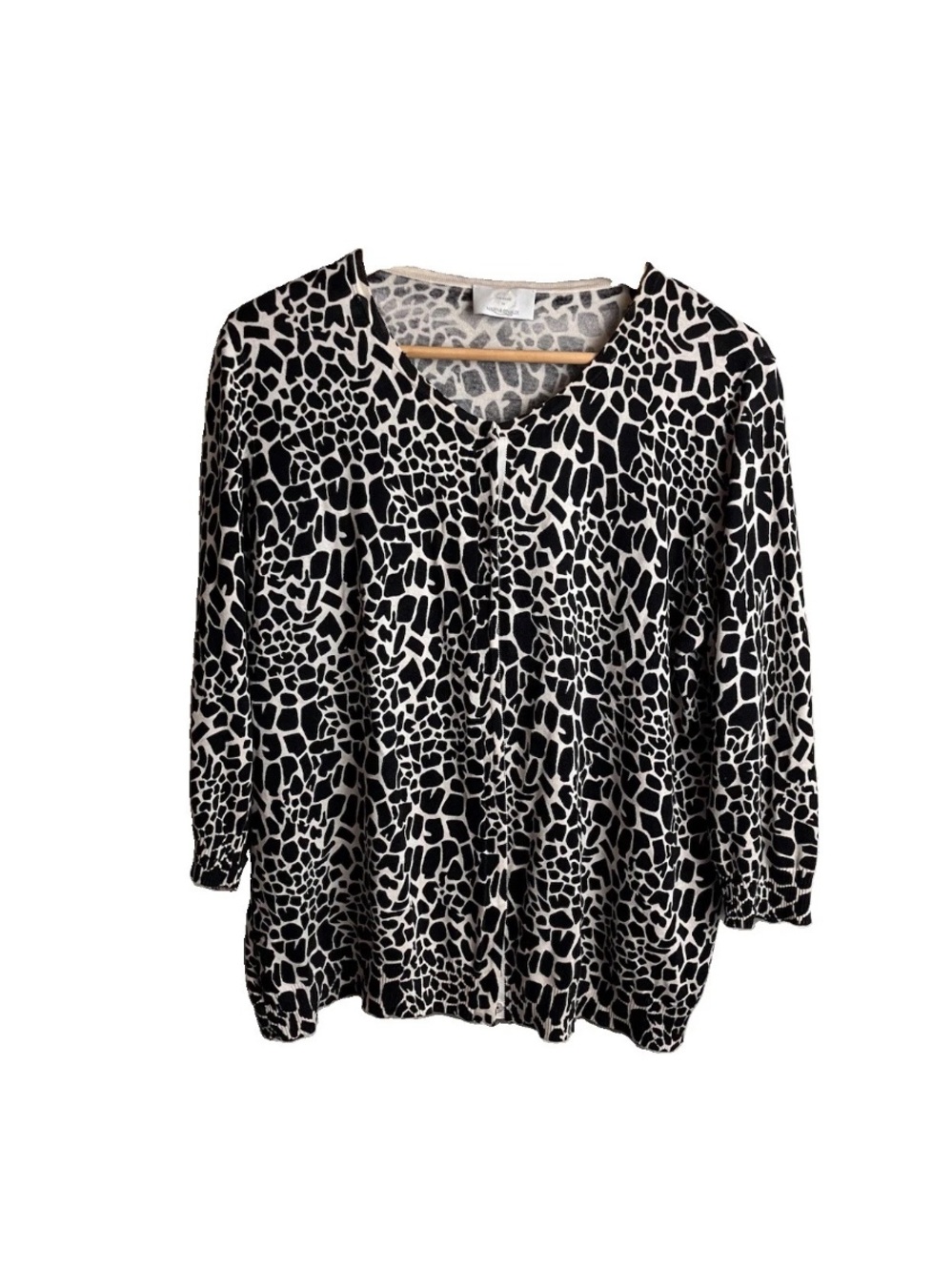 Marina Rinaldi Cardigan Sweater M Silk Cotton Giraffe Animal Print Women’s